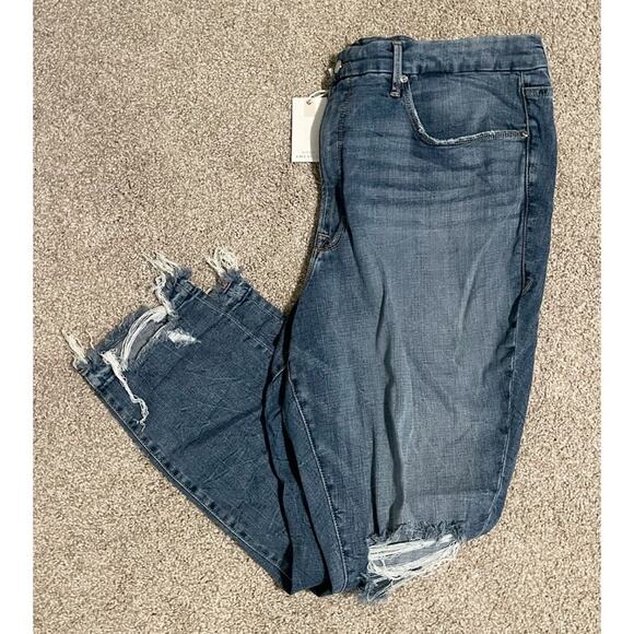 NWT Good American Good Waist Chewed Hem Distressed Jeans Plus Size 24 - Picture 3 of 10